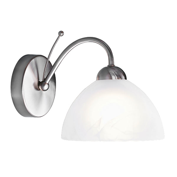 Searchlight 1131-1SS Milanese Wall Light  - Satin Silver Metal & Alabaster Glass