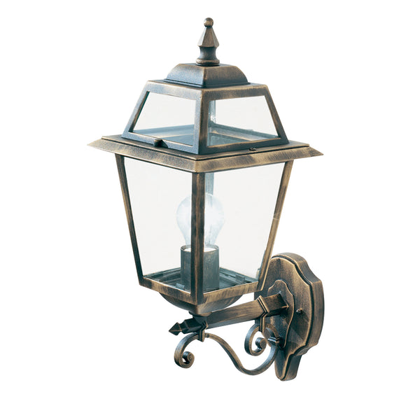 Searchlight 1521 New Orleans Outdoor Wall Light- Black Gold, Clear Glass,IP44