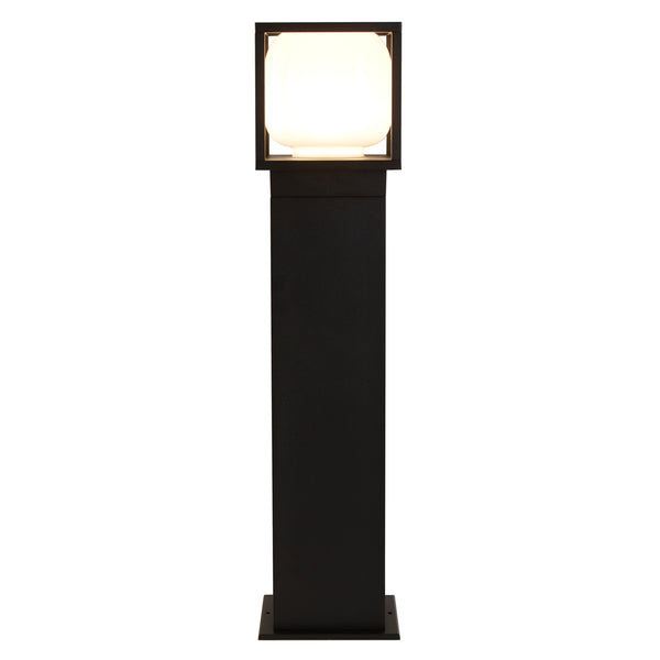 Searchlight 38141-650 Athens Outdoor Post - Black Metal & Opal Glass