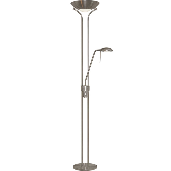 Searchlight 4329SS Mother & Child Floor Lamp - Satin Silver Metal & Glass