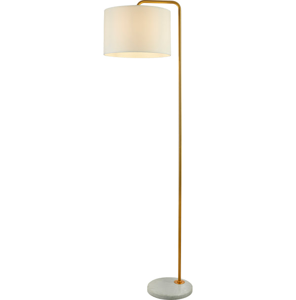 Searchlight 5024GO Gallow Floor Lamp-Antique Gold Metal, Marble & White Fabric