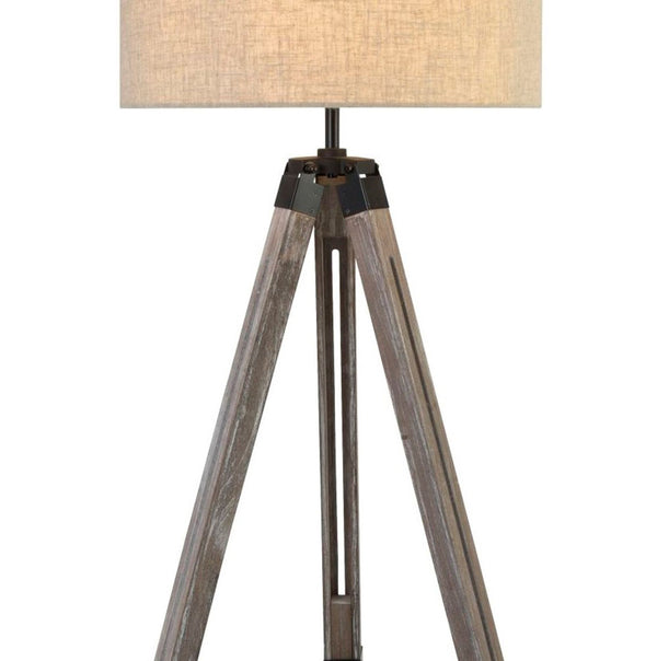Searchlight 6006BR Easel Floor Lamp - Light Wood & Cream Linen Shade - Searchlight - Falcon Electrical UK