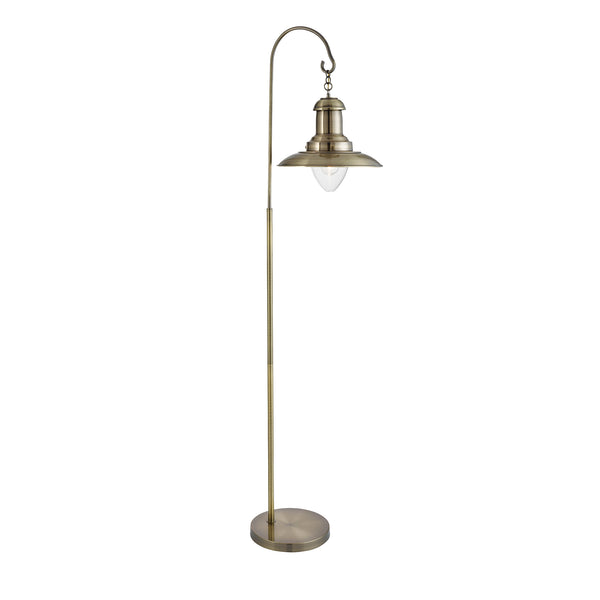 Searchlight 6502AB Fisherman Floor Lamp - Antique Brass Metal & Glass