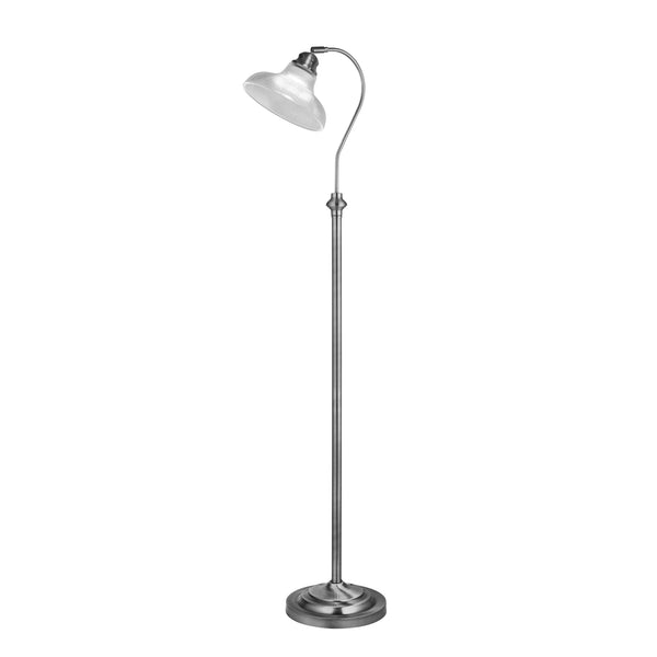 Searchlight 7184SS Bistro III Floor Lamp - Satin Silver & Holphane Style Glass