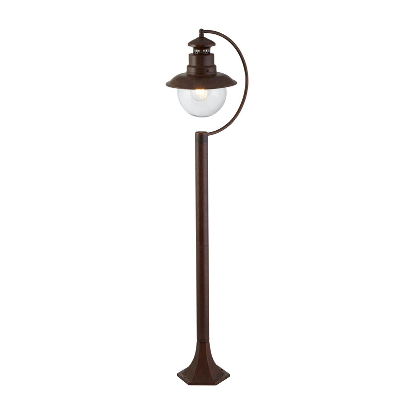 Searchlight 7655RU Station Outdoor Post - Brown Metal & Clear Glass