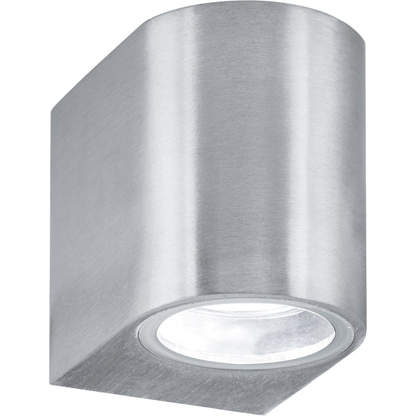 Searchlight 8008-1SS-LED Eiffel Outdoor Wall Light - Satin Silver, Clear & Frosted