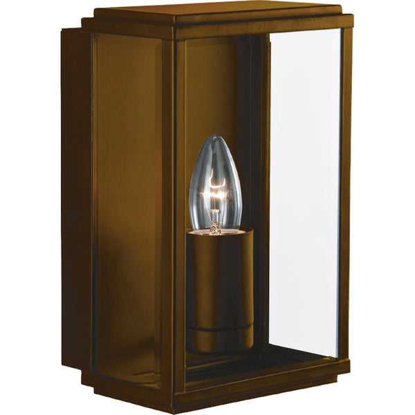 Searchlight 8204RUS Box Outdoor Wall Light - Rustic Brown & Glass