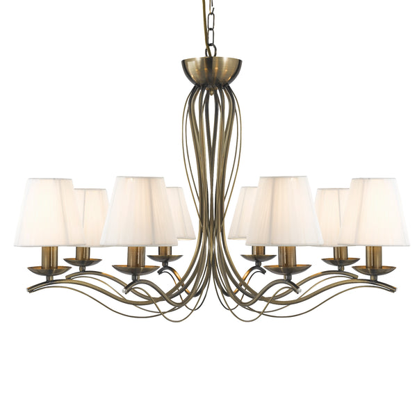 Searchlight 9828-8AB Andretti 8Lt Pendant - Antique Brass & Ivory String Fabric