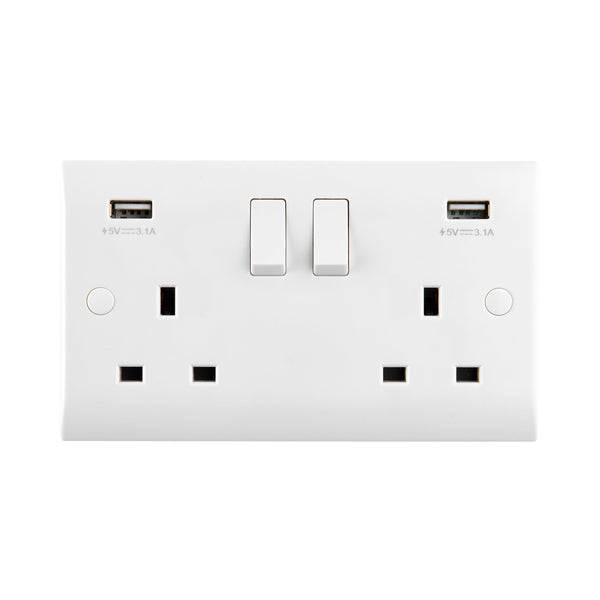 Saxby CE423 13A 2G DP Switched Socket with twin 5V USB