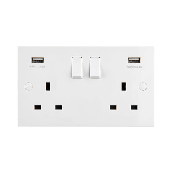 Saxby SE423 13A 2G DP Switched Socket with twin 5V USB