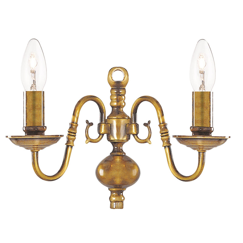 Searchlight 1019-2AB Flemish 2Lt Wall Light - Solid Brass Metal - Searchlight - Falcon Electrical UK