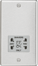 Knightsbridge MLA CL89BCG 115-230V Dual Voltage Shaver Socket with Grey Insert - Rounded Edge Brushed Chrome - Knightsbridge MLA - Falcon Electrical UK