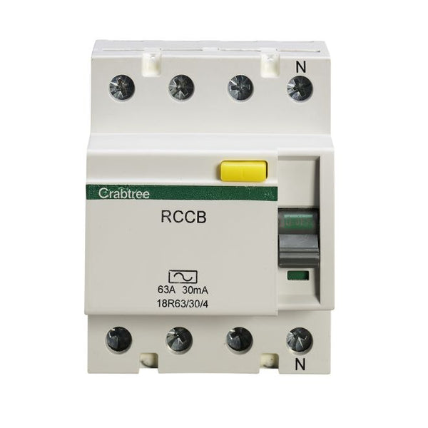 Crabtree 18R63-30-4 63A 30mA 4P RCCB - Crabtree - Falcon Electrical UK
