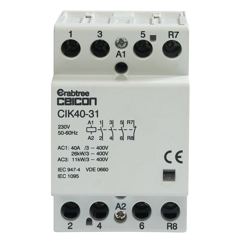 Crabtree CIK40-31 Installation Contactor 40A 3NO 1NC AC-DC - Crabtree - Falcon Electrical UK