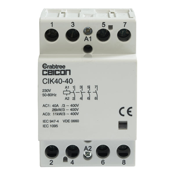 Crabtree CIK40-40 Installation Contactor 40A 4NO 0NC AC-DC - Crabtree - Falcon Electrical UK