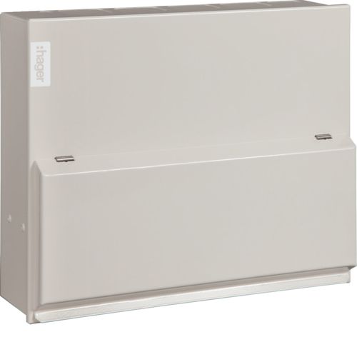 Hager VML106RK 6-Way Cons. Unit w- 100A Main Switch Incomer and Round KOs - Hager - Falcon Electrical UK
