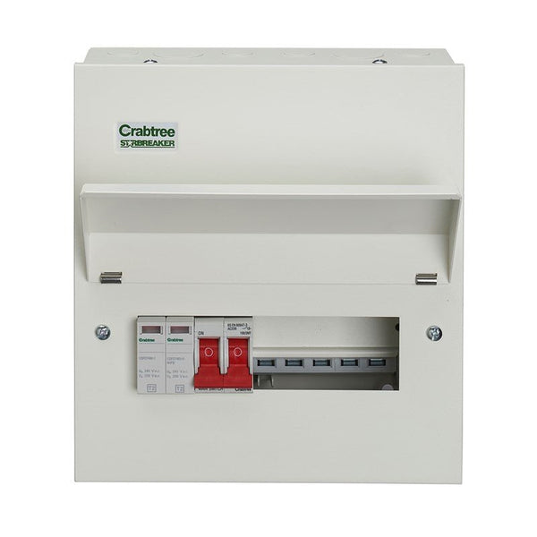 Crabtree 505-2BS 5 Way Consumer Unit Main Switch 100A with SPD - Crabtree - Falcon Electrical UK