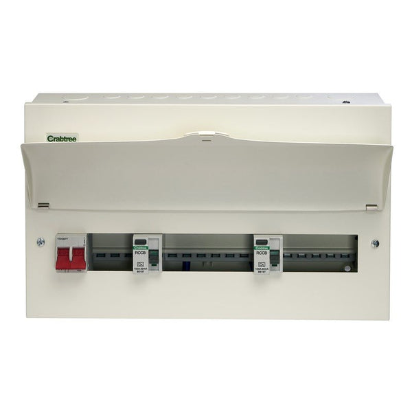 Crabtree 514-231615B 14 Way High Integrity Consumer Unit 100A Main Switch +3, 100A 30mA RCD +6, 100A 30mA RCD +5 - Crabtree - Falcon Electrical UK