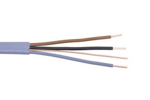 6243Y1.0mm Three Core & Earth Flat Grey PVC Mains Electricity Cable - Mixed Supply - Falcon Electrical UK