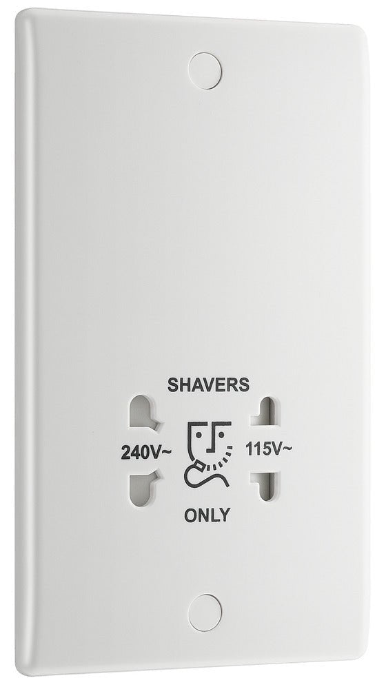 BG 820 White Nexus Moulded Dual Voltage Shaver Socket - BG - Falcon Electrical UK