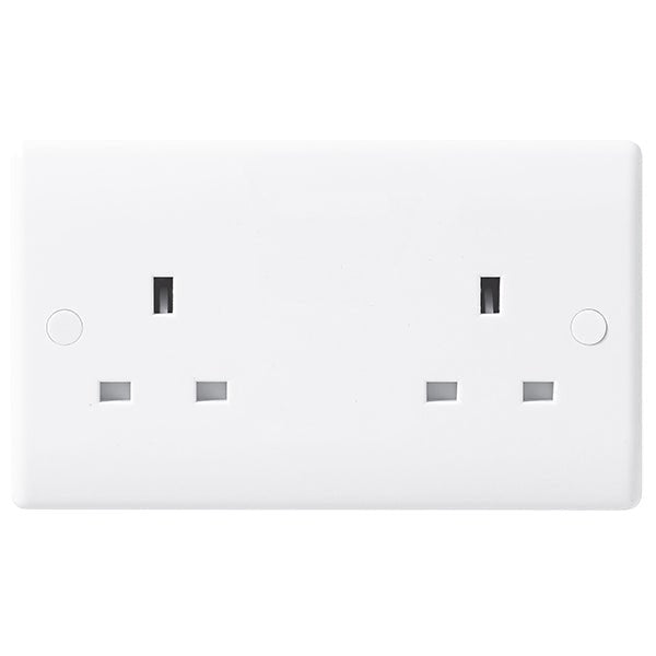 BG 824 White Nexus Moulded Double Unswitched 13A Power Socket - BG - Falcon Electrical UK