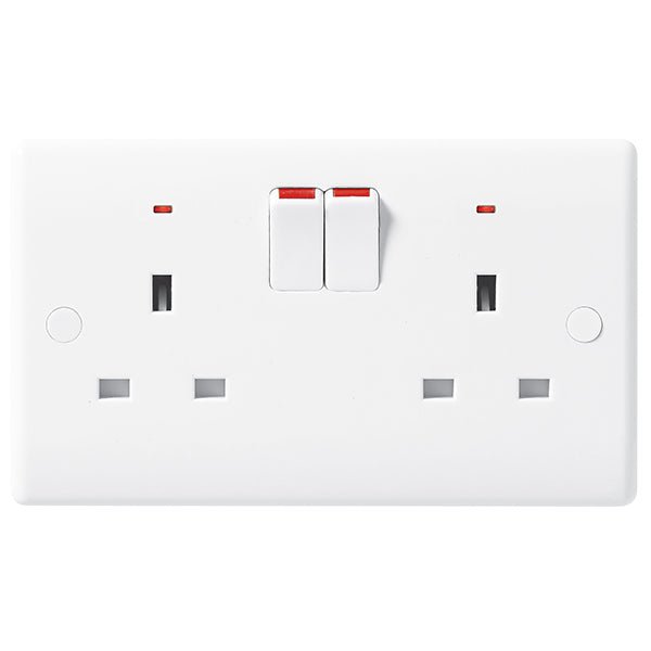 BG 826 White Nexus Moulded Double Switched 13A Power Socket with Neon - BG - Falcon Electrical UK