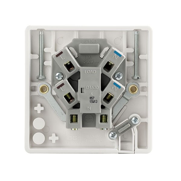 BG 857 White Nexus Moulded Unswi. 13A, DP, Fused Connection Unit with Flex Outlet & Neon - BG - Falcon Electrical UK