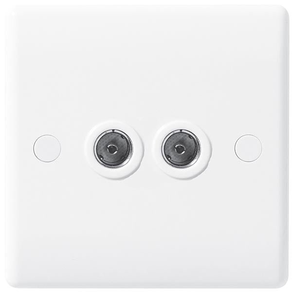 BG 863 Nexus White Moulded Isolated 2-Gang Co-axial Socket - BG - Falcon Electrical UK