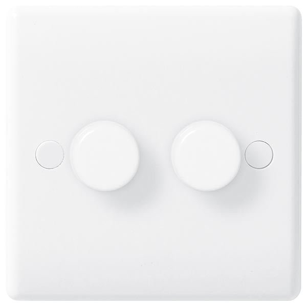 BG 882 Nexus White Moulded Intelligent 400W 2-Gang Dimmer Switch, 2-Way ...