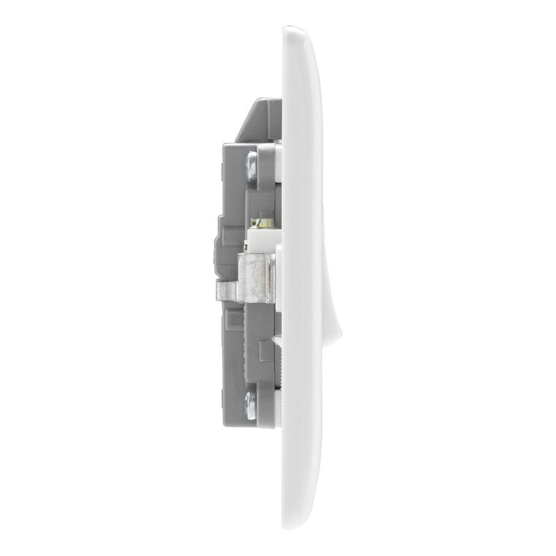 BG 831 White Nexus Moulded Single Switch with Neon, 20A - BG - Falcon Electrical UK