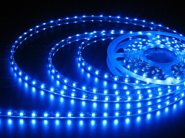 Waterproof LED Strip Blue, 5M, 120LED-M (BLU12V-3528-600-5M) - Vistalux - Falcon Electrical UK