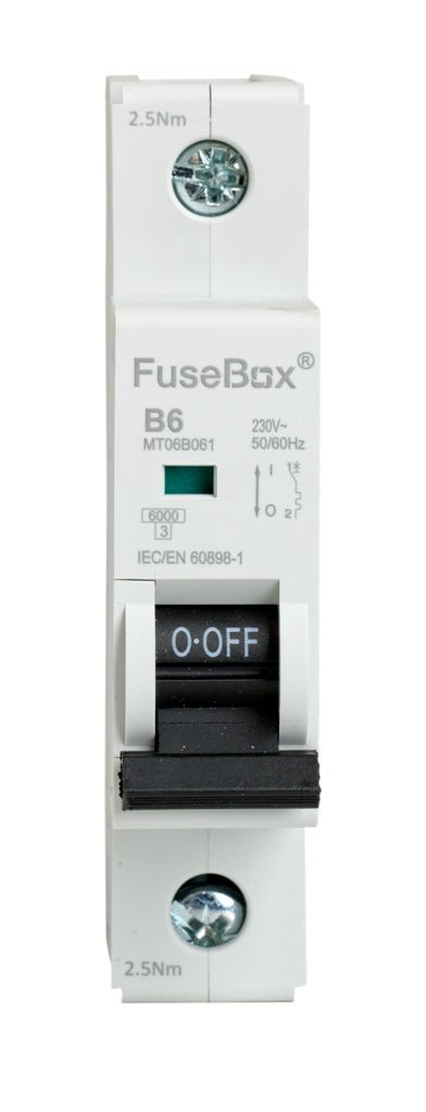 Fusebox MT06B061 6A 6kA 1 pole B CURVE MCB - Fusebox - Falcon Electrical UK