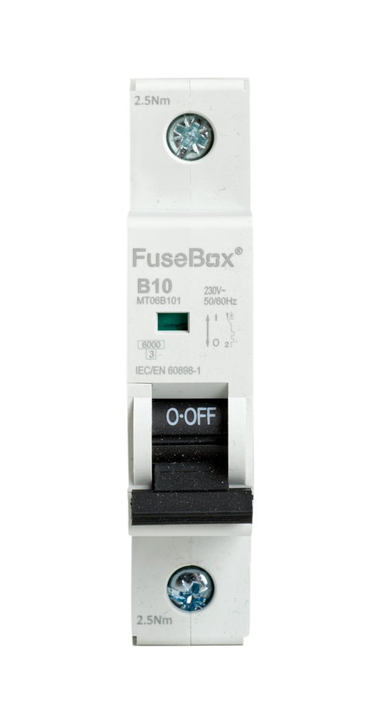 Fusebox MT06B101 10A 6kA 1 pole B CURVE MCB - Fusebox - Falcon Electrical UK