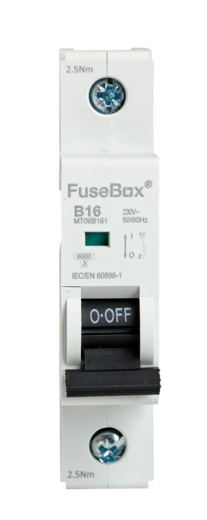 Fusebox MT06B161 16A 6kA 1 pole B CURVE MCB - Fusebox - Falcon Electrical UK