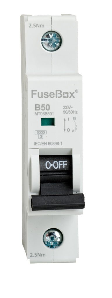 Fusebox MT06B501 50A 6kA 1 pole B CURVE MCB - Fusebox - Falcon Electrical UK