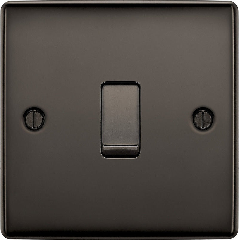 BG NBN12 Nexus Metal Black Nickel Single Switch, 10A x 2 Way - BG - Falcon Electrical UK