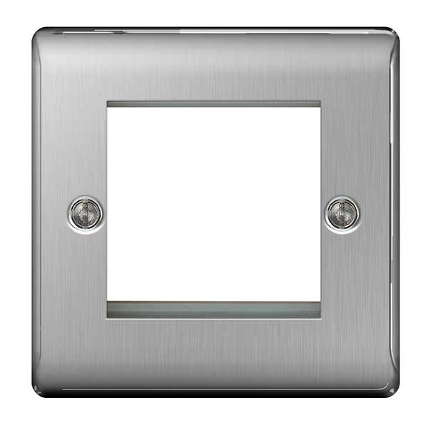 BG NBSEMS2 Nexus Metal Brushed Steel Double Square Front Plate - BG - Falcon Electrical UK