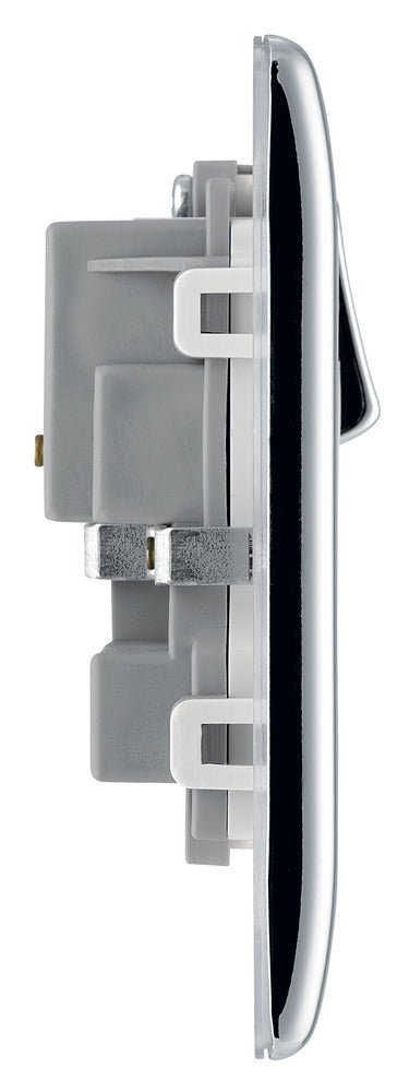 BG NPC22W Nexus Metal Polished Chrome Double Switched 13A Power Socket - BG - Falcon Electrical UK