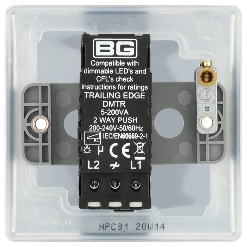 BG NPC81 Nexus Metal Polished Chrome 400W Intelligent Single Dimmer Switch, 2-Way Push On-Off - BG - Falcon Electrical UK