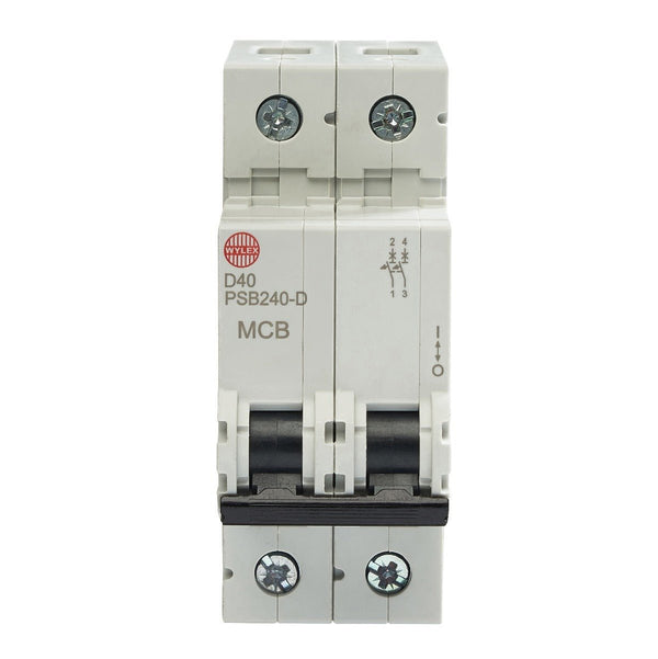 Wylex Legacy PSB240-D 40A, D-Type Double Pole MCB - Wylex - Falcon Electrical UK
