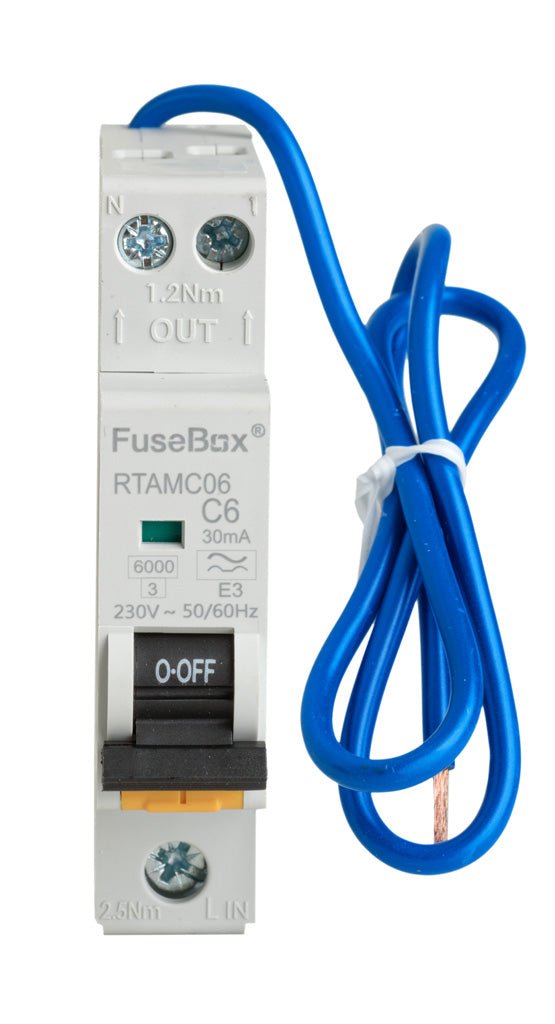 Fusebox RTAMC06 6A Mini-RCBO 6kA 2 pole (C Curve) Type A - Fusebox - Falcon Electrical UK
