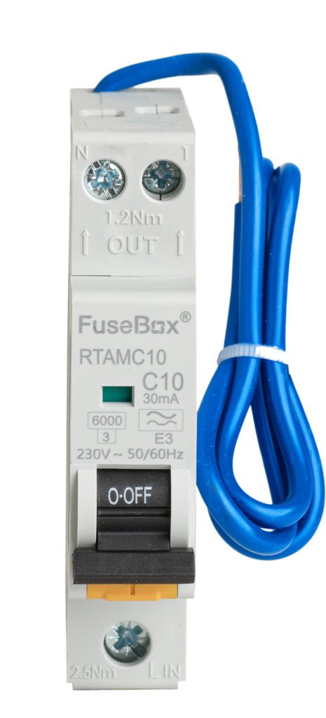 Fusebox RTAMC10 10A Mini-RCBO 6kA 2 pole (C Curve) Type A - Fusebox - Falcon Electrical UK