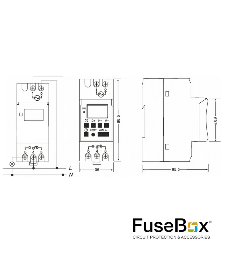Fusebox TD1 Digital Time Clock 7 Day 1CH 150HR Reserve - Fusebox - Falcon Electrical UK