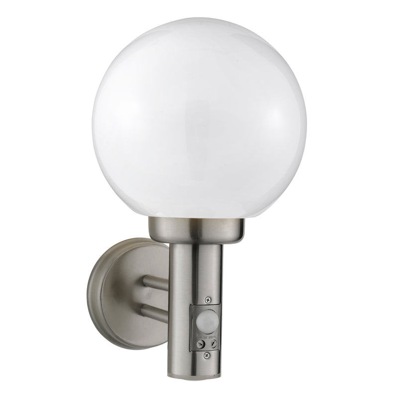 Searchlight 085 Orb Lantern Outdoor Wall Light- Stainless Steel, White Shade