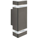 Searchlight 1002-2GY-LED Sheffield Outdoor Wall Light - Grey Metal, Glass & Polycarb
