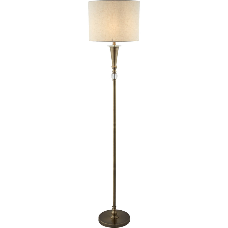Searchlight 1012AB Oscar Floor Lamp - Antique Brass Metal & Linen