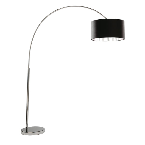 Searchlight 1013CC Giant Arc Floor Lamp - Chrome Metal & Black Fabric Shade