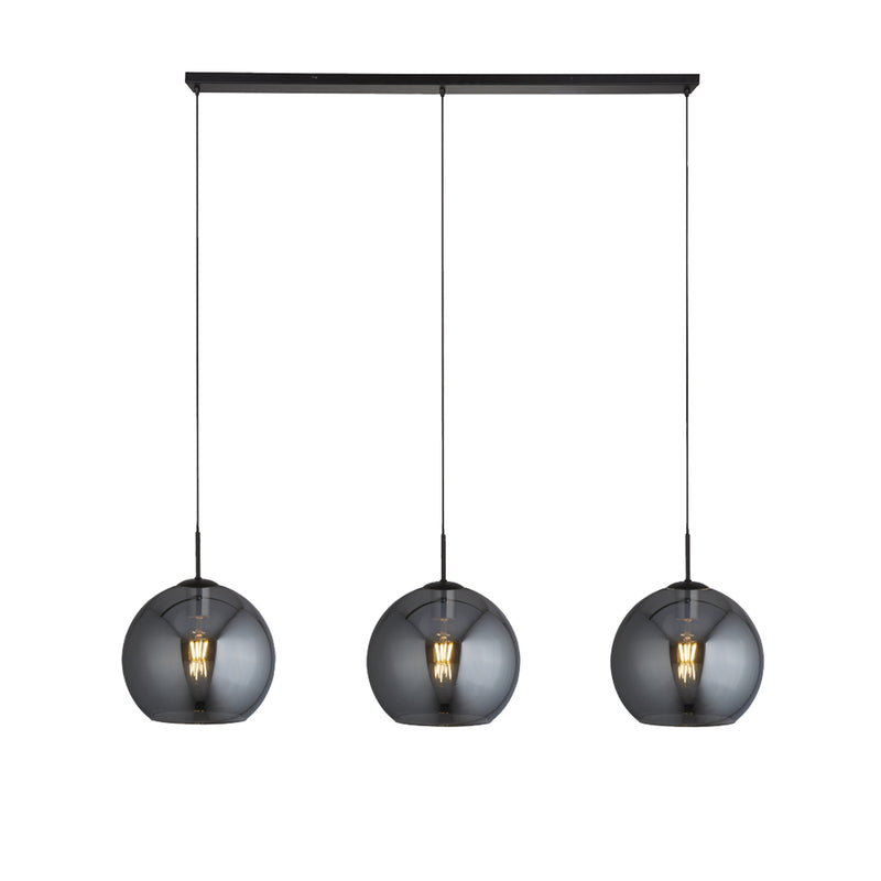 Searchlight 1023-3SM Amsterdam 3Lt Bar Pendant - Black Metal & Smoked Glass