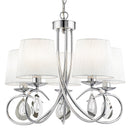 Searchlight 1025-5CC Angelique 5Lt Pendant - Chrome, Clear Glass & White Fabric