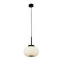 Searchlight 10272-1BK Lumina  Pendant  - Black Metal & Opal Ribbed Glass